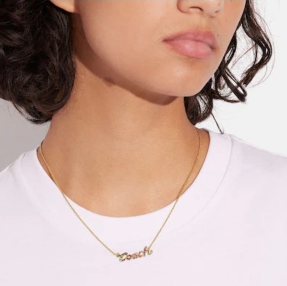 🌈🔹️Coach 🔹️ Multicolor Crystal Necklace - Picture 2 of 3